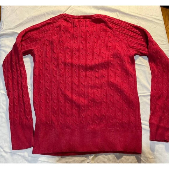 Sonoma Cable Knit Sweater Womens Large Red Crew Neck Pullover Long Sleeves - Picture 1 of 5